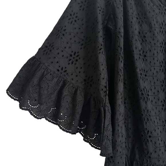NWT SUNDANCE MORAY COVER UP BLACK EYELET FLOUNCE MINI DRESS SIZE SMALL - Picture 4 of 13